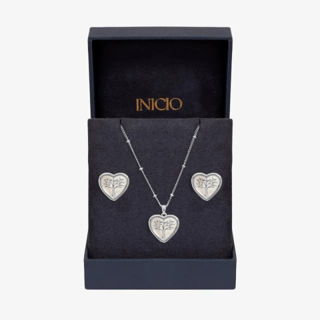 Inicio Sterling Silver Plated Tree Of Love Set - Gift Box Jewellery Sets One Size Silver 73780011000