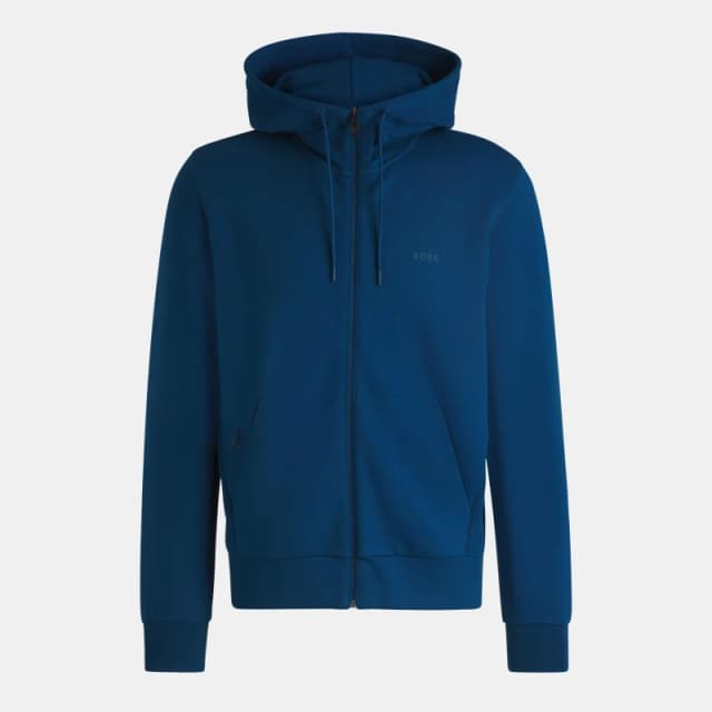 Boss Mens Saggy Full-Zip Hoodie with Adjustable Drawstring Hood Open Blue 494 male S