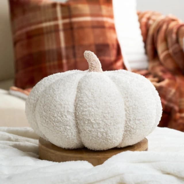 OHS OHS Pumpkin Sofa Cushion Soft Fleece Filled Autumn Plush Home Decor Plump in Cream Cream One Size Unisex 5027434191833