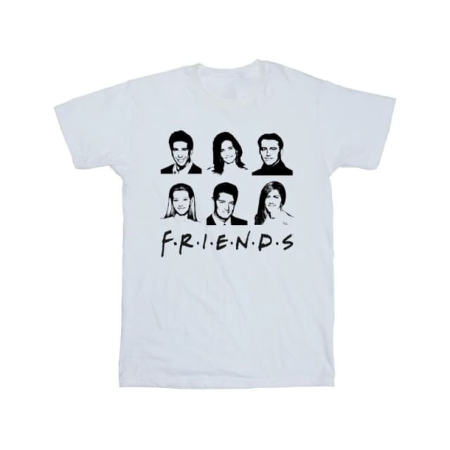 Friends Friends Men Faces Cotton Logo T-Shirt in White Size: Small White S Male 5063376926553