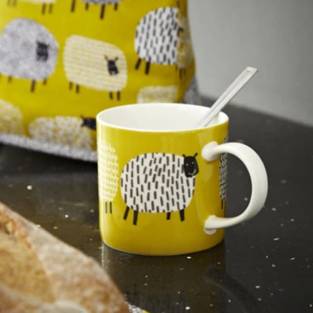 Ulster Weavers 'Dotty Sheep' Animal Print New Bone China Mug Yellow unisex