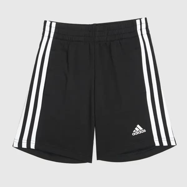 adidas kids essentials 3 stripe short in Black & white Black/White UK 6-7Y
