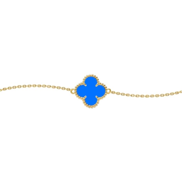 Jewelco London Gold-plated Silver Blue Clover Agate Lucky Charm Bracelet 7-8.5" - ABB239-GP Gold