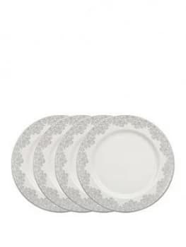 Monsoon Denby Filigree Silver Dinner Plates ; Set Of 4