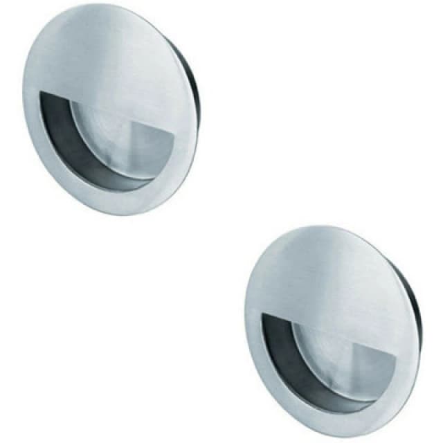 Loops 2x Circular Low Profile Recessed Flush Pull 90mm Diameter Satin Stainless Steel Metallics unisex