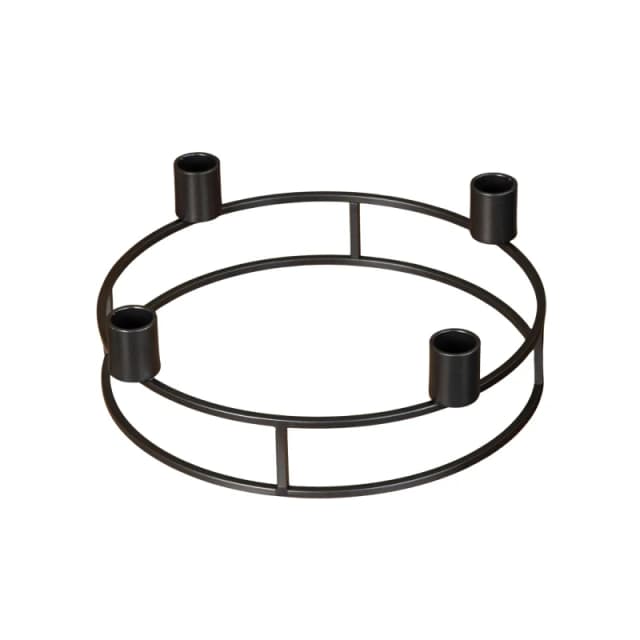 25cm Black Metal Taper Candle Ring Holder