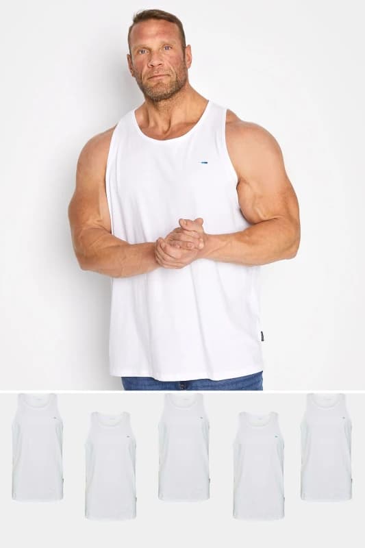 BadRhino 5 Pack Vest Tops White