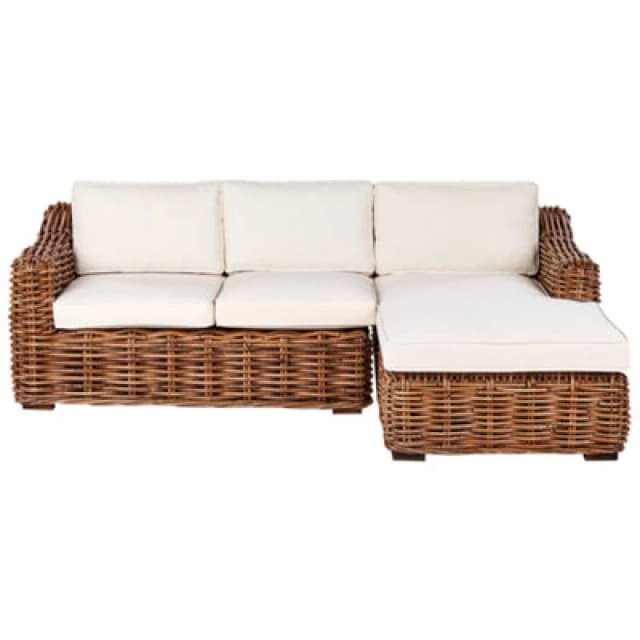Beliani Garden Corner Sofa 3 Seater Briatico Left Hand Rattan Natural