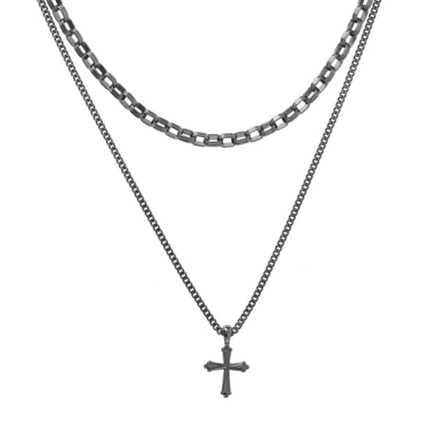 Fabric Multi Layer Necklace - Black One Size