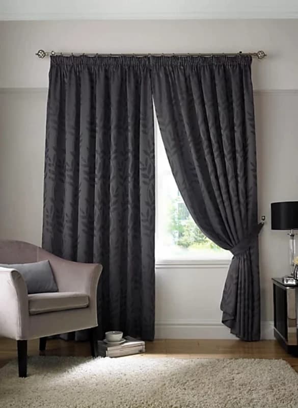 ALAN SYMONDS Tivoli Pencil Pleat Taped Top Curtain Pair Fully Lined Curtains Charcoal 90x90" TIVTCH9090i ½i ½i ½i ½i ½i ½i ½