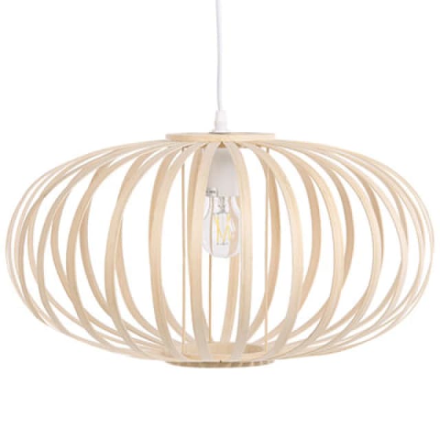 Beliani Pendant Lamp Havel Bamboo Wood Light Brown