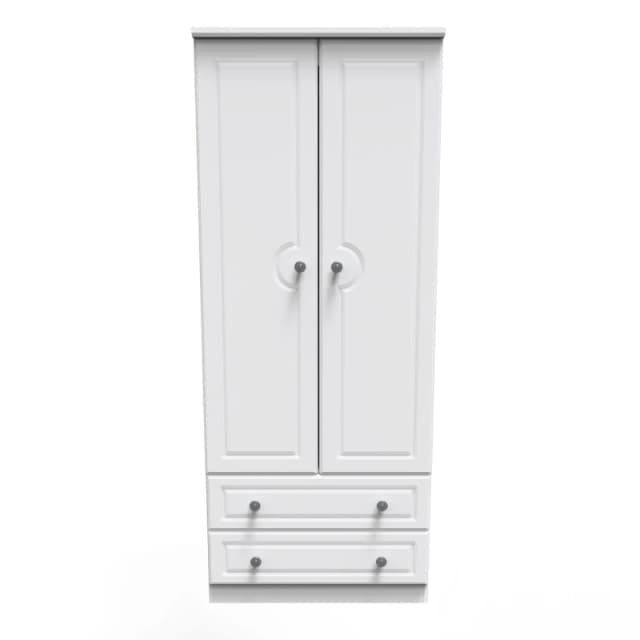 Kendal 2 Door 2 Drawer Wardrobe In White Ash (Ready Assembled)