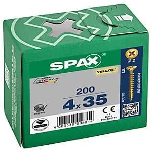 Spax Pz Countersunk Yellox Screws - 4x35mm Pack Of 200