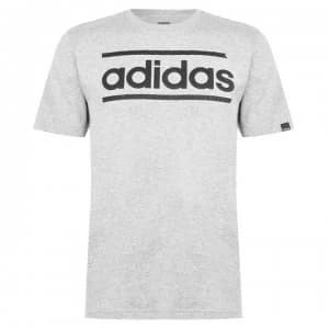 adidas Mens Graphics Logo Linear T-Shirt - MedGrey/Black