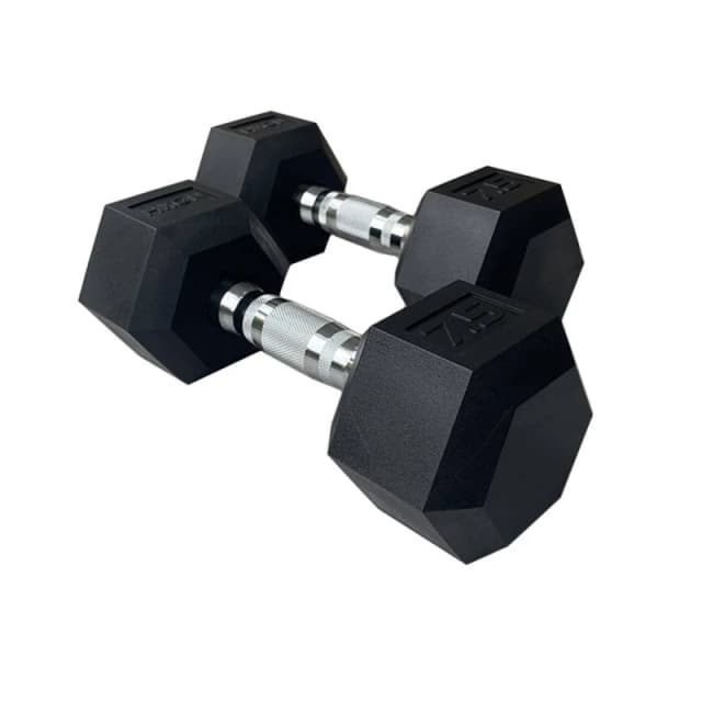 HXGN 2 x 7.5kg Pro Hex Dumbbells (Pair) in Black Unisex 7.5kg