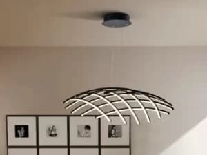 Trama LED Designer Pendant Light Criss Cross Grid Style Matt Black Dimmable with Remote Control