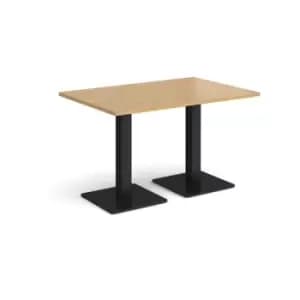 Brescia rectangular dining table with flat square Black bases 1200mm x 800mm - oak