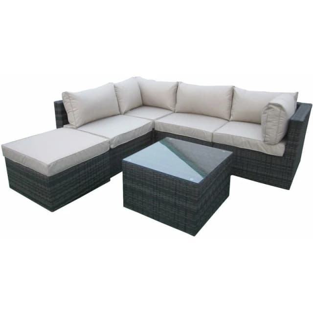 FURNITURE ONE Furniture One - Rattan 6 Piece Modular Outdoor Garden Sofa - Mix Brown - Mix Brown 2x2003-1x2004-B