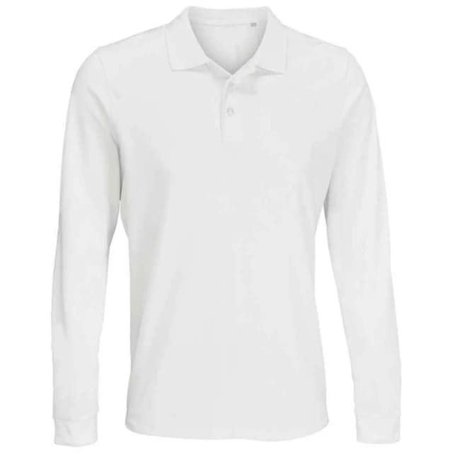 SOL'S Mens Prime Pique Long-Sleeved Polo Shirt in White Size: XS White Male XS