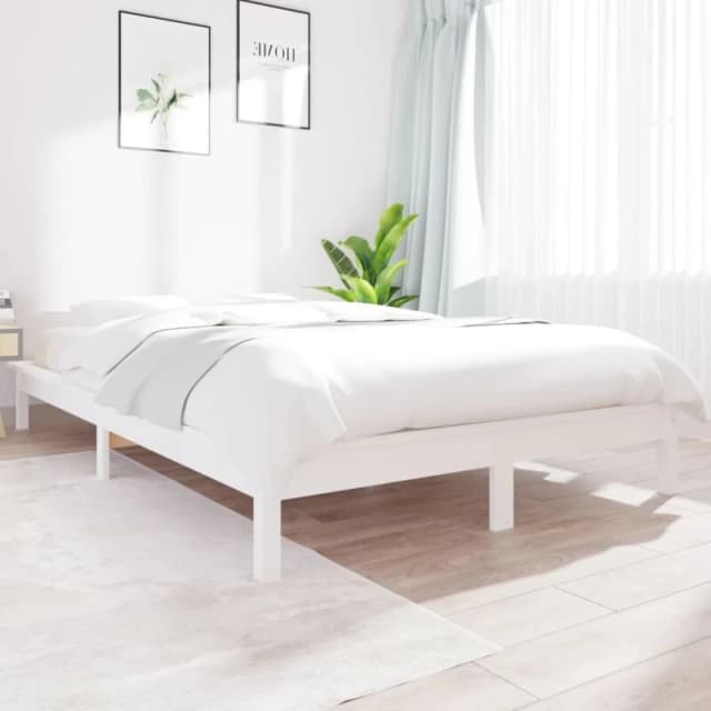 Vidaxl Bed Frame White 140X200 Cm Solid Wood Pine, White 820542