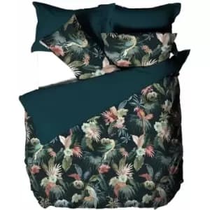 Linen House Fernanda Duvet Cover Set (Double) (Green/Pink) - Green/Pink