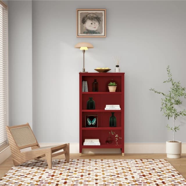 Cabinet Bits Palazzi 4 Tier Bookcase H127 W69 D25cm in Red Red Unisex