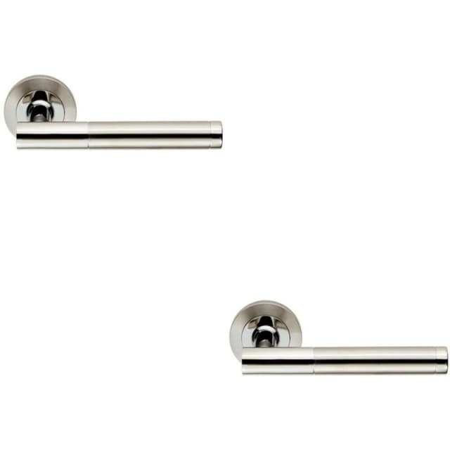 Loops 2x PAIR Round Bar Handle on Round Rose Concealed Fix Polished & Satin Steel Metallics