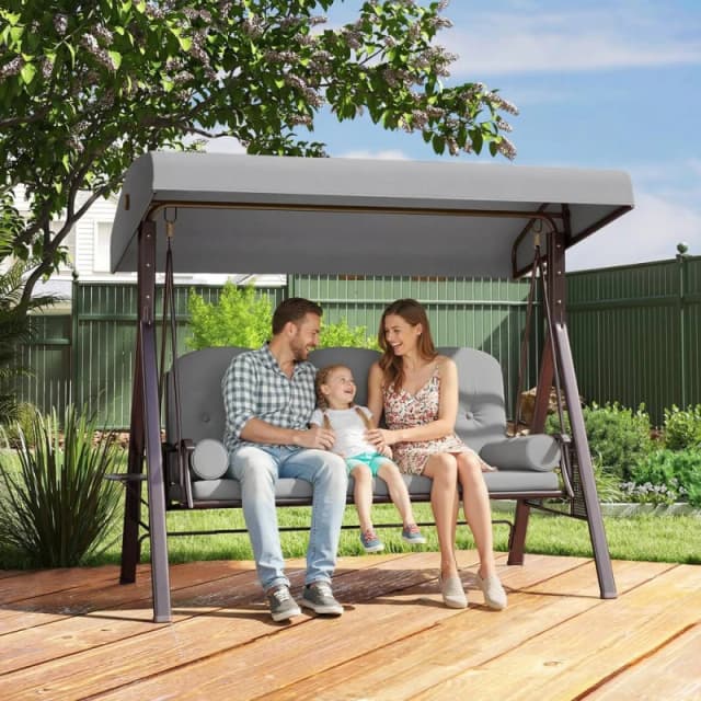 OUTSUNNY 3 Seater Garden Swing Chair, Light Grey Light Grey Unisex