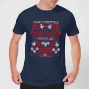 National Lampoon Merry Christmas Knit Mens Christmas T-Shirt - Navy - L