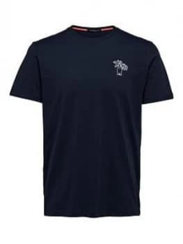 Selected Homme Embroided Logo T-Shirt - Navy