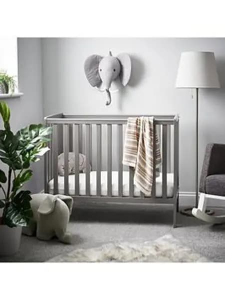 Obaby Bantam Space Saver Cot + Fibre Mattress - Taupe Grey