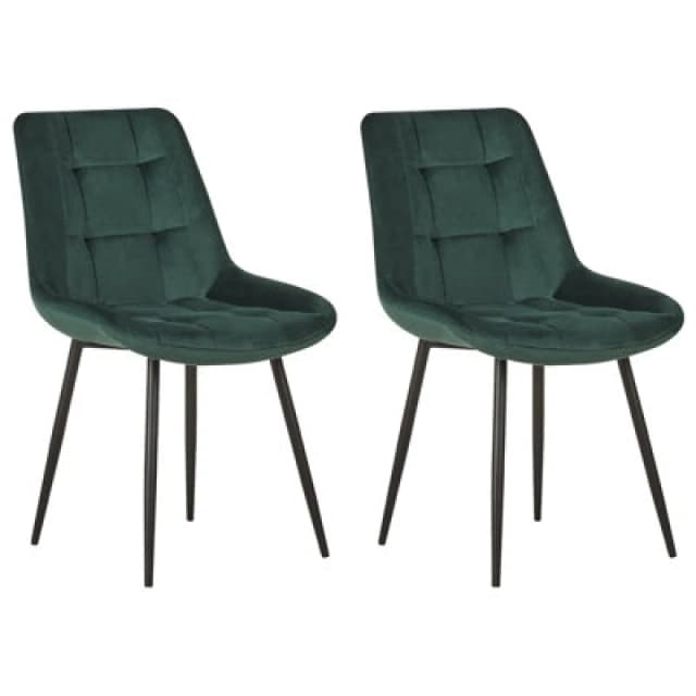 Beliani Set Of 2 Dining Chairs Melrose Velvet Dark Green