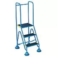 GPC Domed Feet Step 3 Tread with Handrail and Anti Slip Tread 150kg Blue