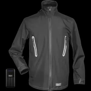 Sealey 5v Heated Rain Jacket and Power Bank Black L