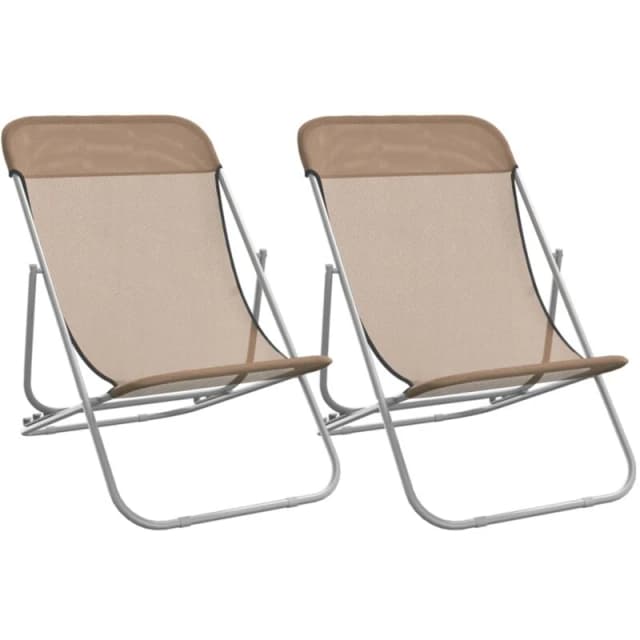 VIDAXL Folding Beach Chairs 2 pcs Taupe Textilene&Powder-coated Steel Vidaxl 8720845722555