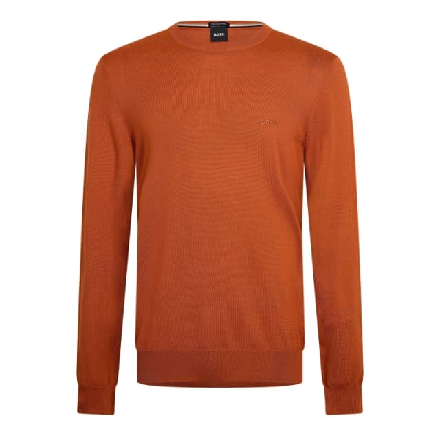 Boss Mens Botto Black Knitted Crew Neck Jumper Dark Orange 809 male Large