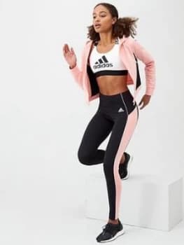adidas Hood & Tight Track Suit - Pink/Black, Pink, Size 2Xs, Women
