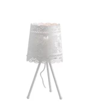 CLUNY Table Lamp with Round Tapered Shade White 20x46cm