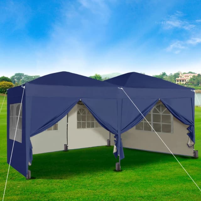 MCC Direct 3x6m Pop Up Gazebo With Removable Sides and Storage Bag Blue