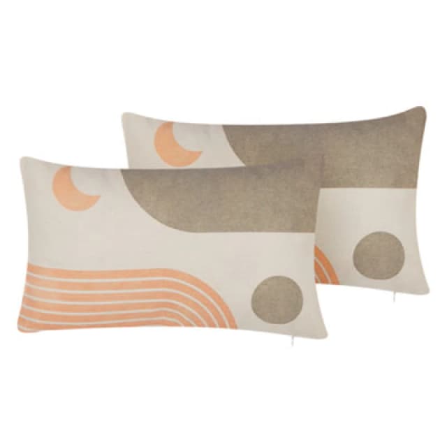 Beliani Set Of 2 Decorative Cushions Melampodium 30 X 50 Cm Multicolour Abstract Pattern