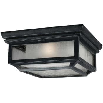 Shepherd - 2 Light Bathroom Flush Mount Ceiling Light Dark Zinc IP44, E27 - Elstead