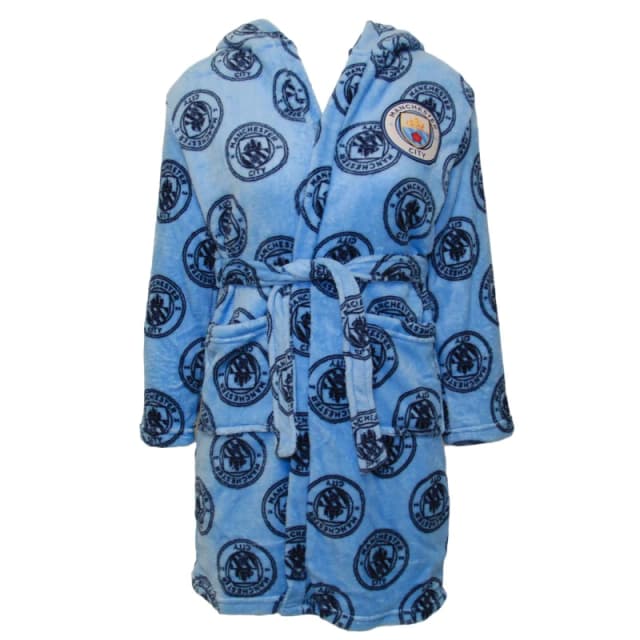 Manchester City FC Dressing Gown in Blue Size: 5-6 Years Blue Unisex 5-6 Years