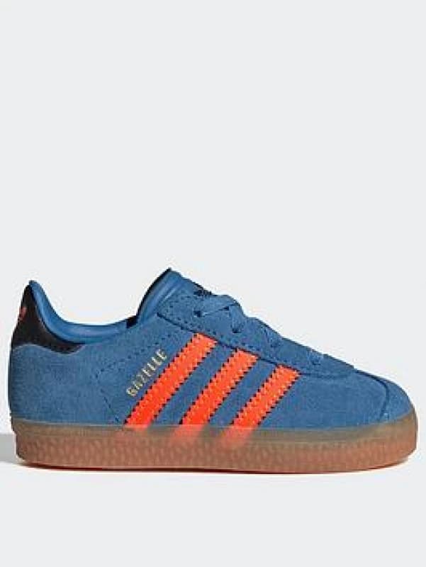 Adidas Kids Gazelle 2 Infant Trainers Focus Blue Solar Orange Black, 5infant