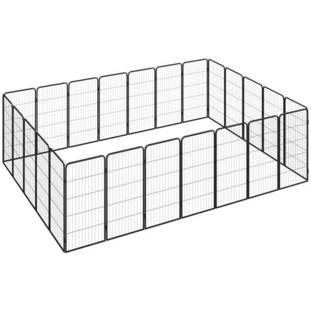 VIDAXL 24-Panel Dog Playpen Black 50x100cm Powder-coated Steel Vidaxl 8720287158950