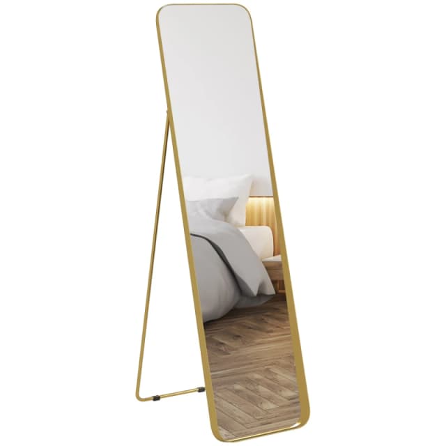 HOMCOM Rectangular Full Length Mirror for Bedroom, 40 x 160 cm, Gold Tone, Gold 83D-010V00GD
