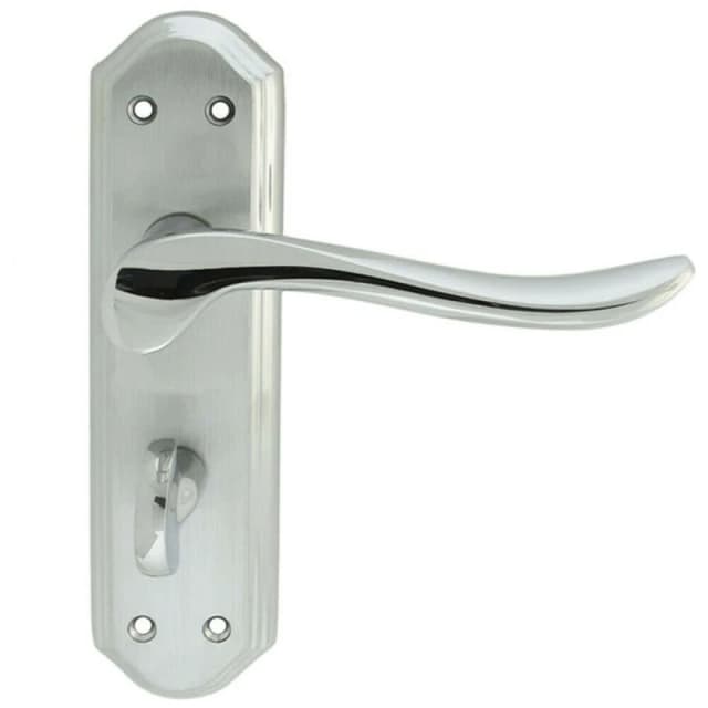 Loops PAIR Curved Handle on Sculpted Bathroom Backplate 180 x 48mm Chrome Multi