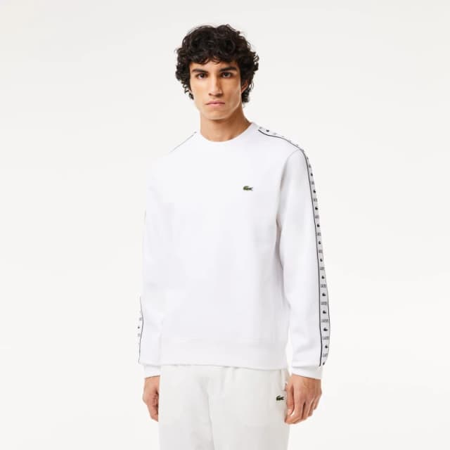 Lacoste Stripe Logo Sweatshirt - White White XS