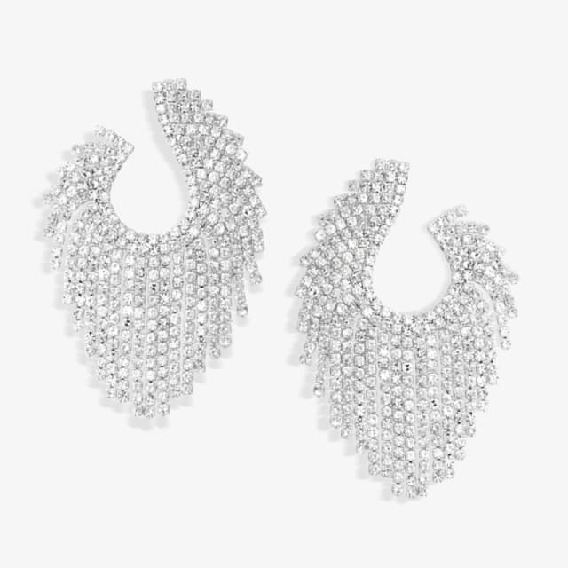 Jon Richard Crystal Open Statement Earrings Silver
