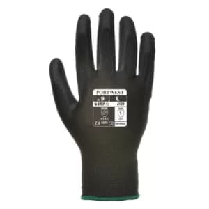 Portwest PU Palm General Handling Grip Gloves Black XS
