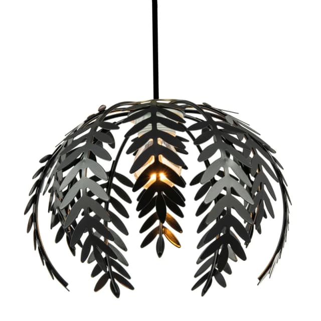 Happy Homewares Traditional Fern Leaf Design Ceiling Pendant Light Shade in Shiny in Black Unisex